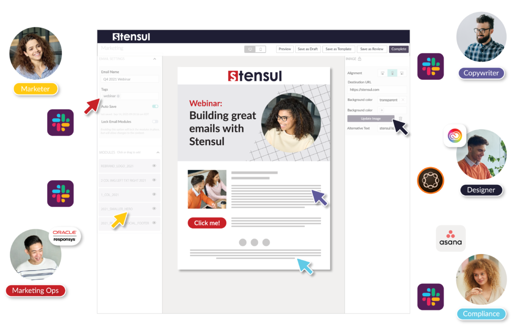 Stensul platform for collaborative email creation