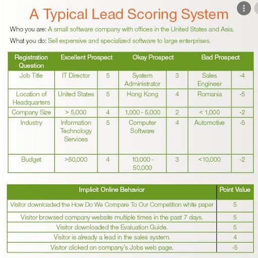 typical lead scoring system