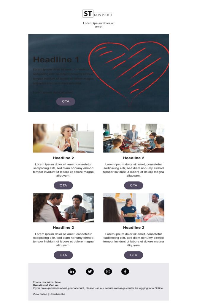 Product Update 2 email template for a Non-Profit for Marketo