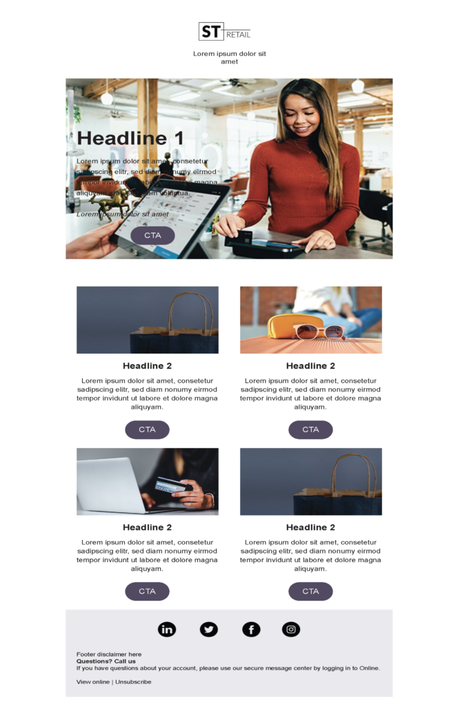 Product Update 2 email template for a Retail company for Marketo