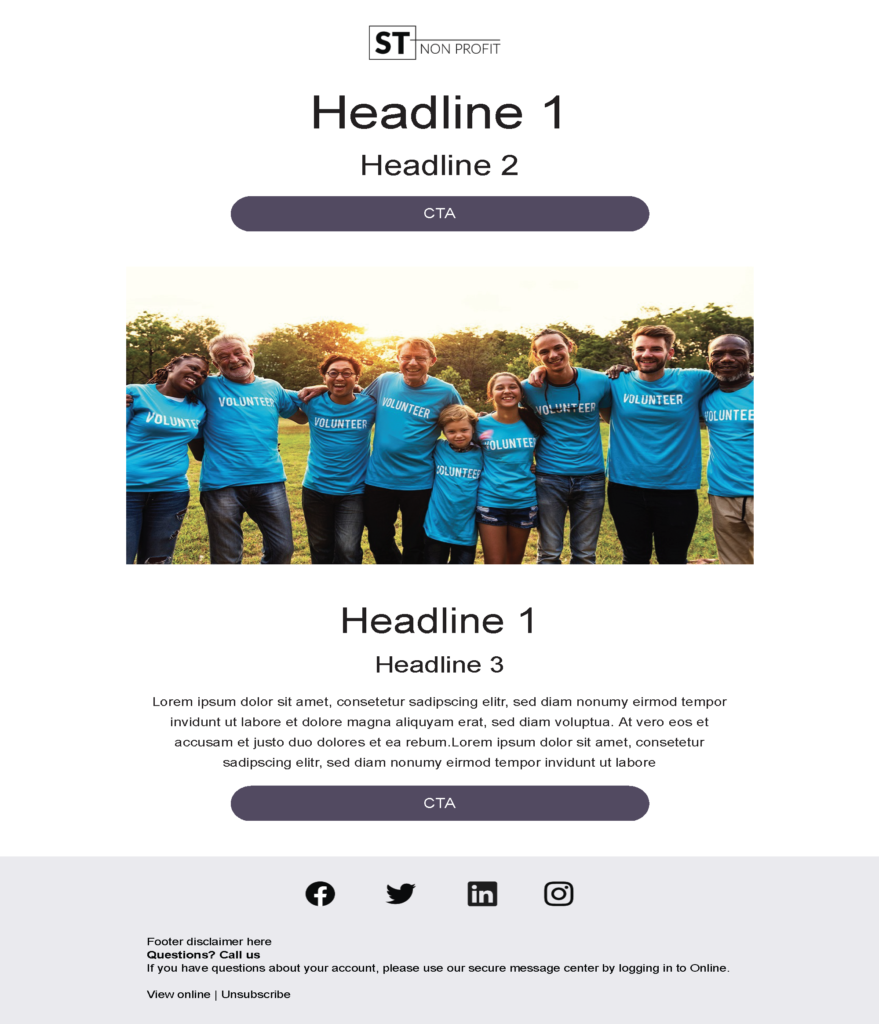Promotion email template for a Non-Profit company for Marketo