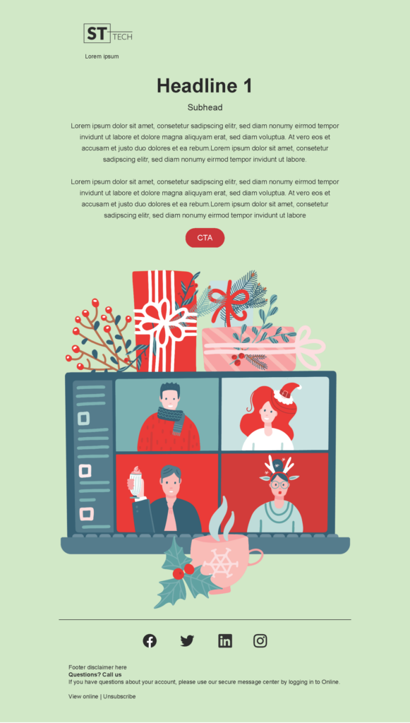 Seasonal email template for a Technology company for Marketo