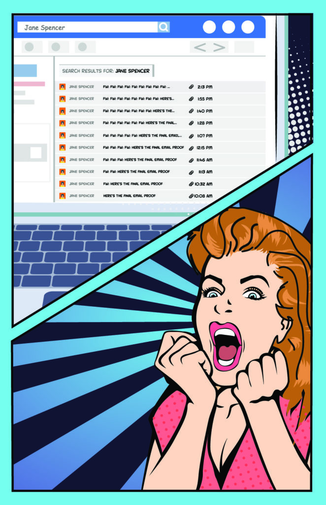 Christine sees 15 emails with the same subject line in her inbox and SCREAMS!