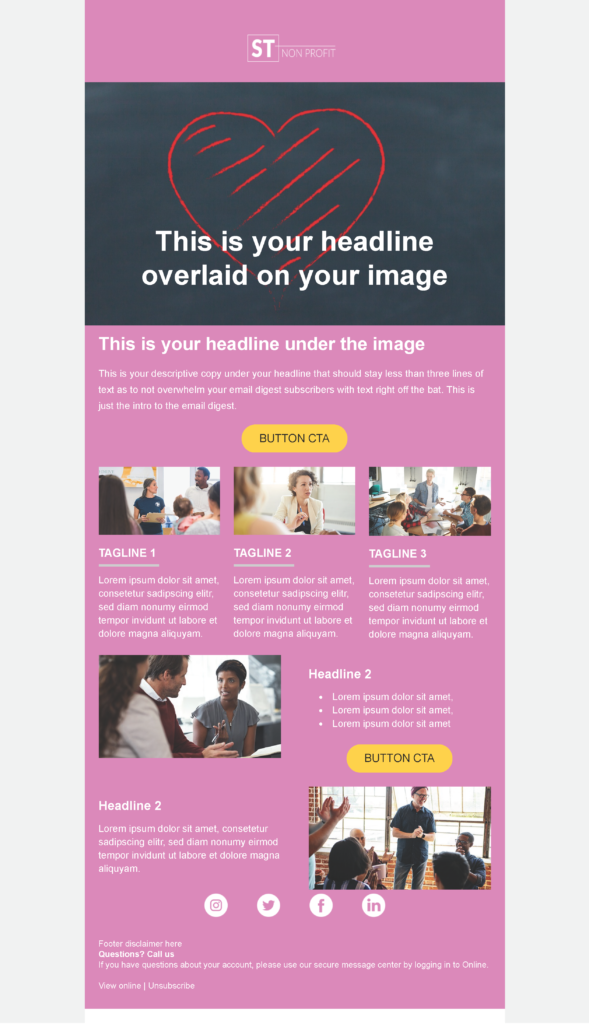 Email Digest email template for a Non-Profit for Marketo