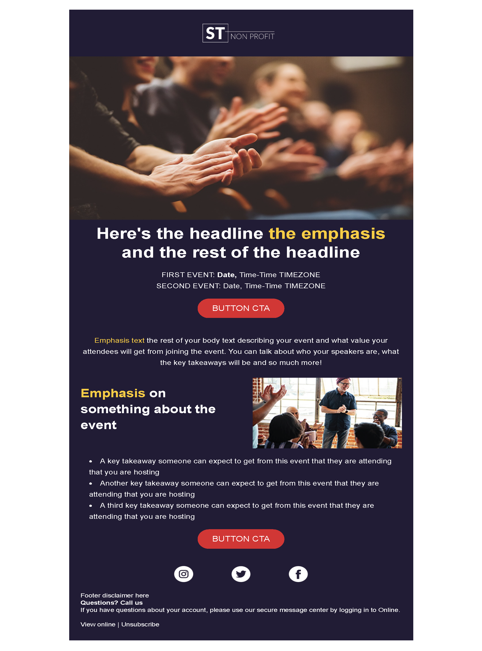 Event email template 1 for Non Profits