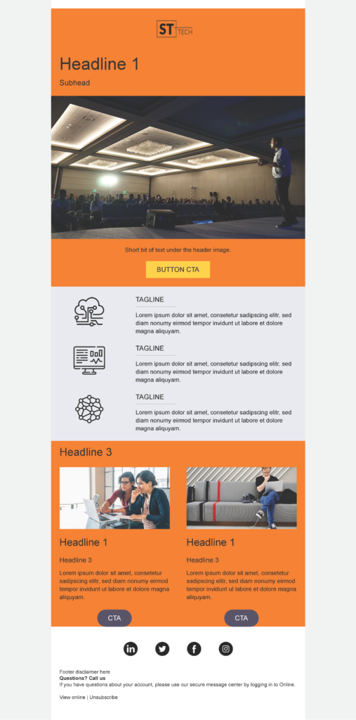 Events 3 email template for a Technology company for Pardot