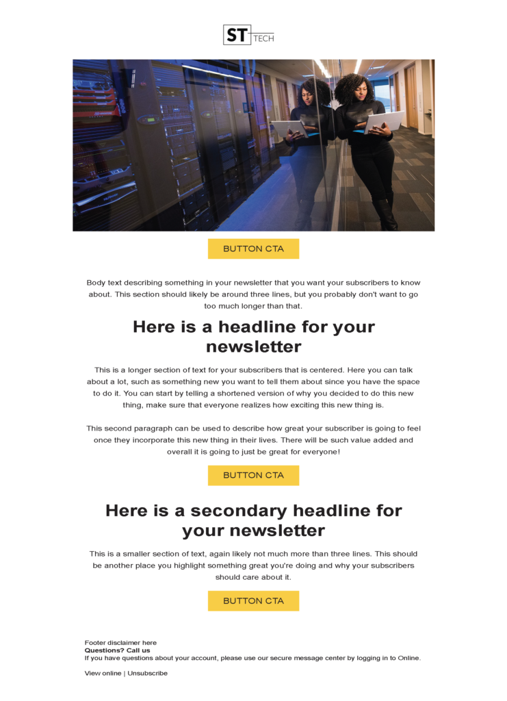 Newsletter 2 email template for a Technology company for Pardot