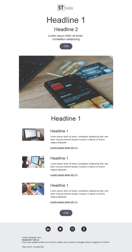 Product Update email template for a highly-regulated company for Pardot