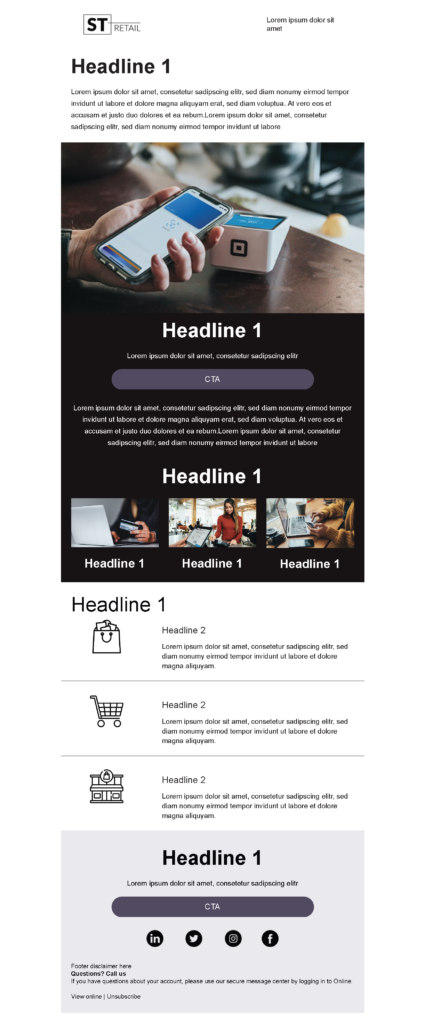 Trigger 2 email template for a Retail company for Marketo