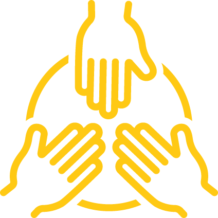 icon with hands in a circle indicating team