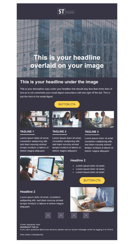 Email Digest email template for a highly regulated company for Marketo