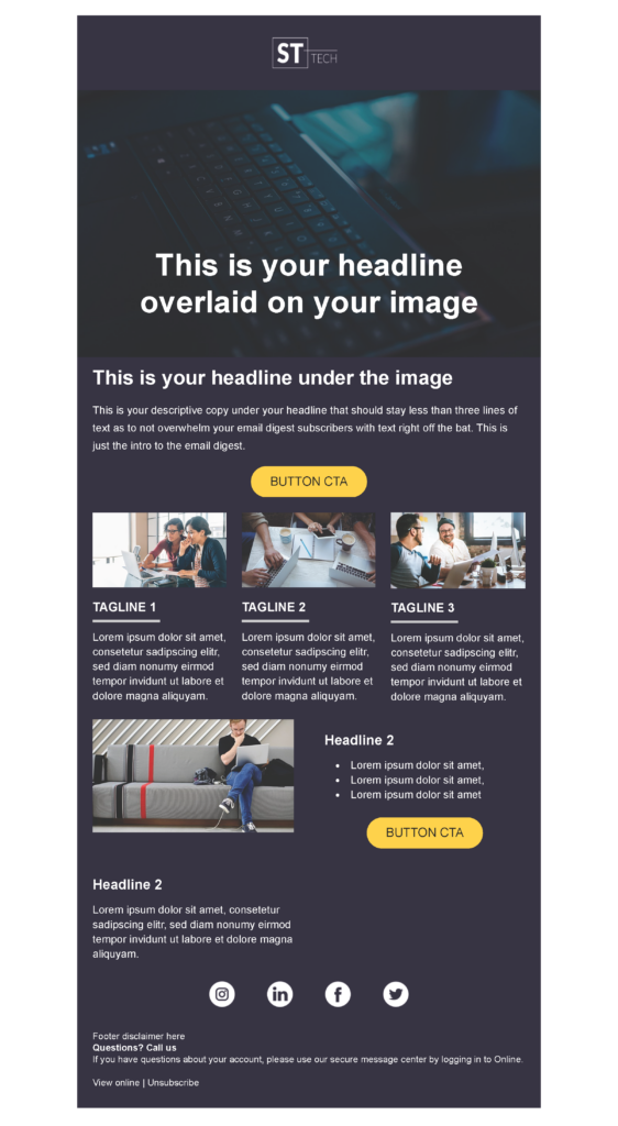 Email Digest email template for a technology company for Marketo