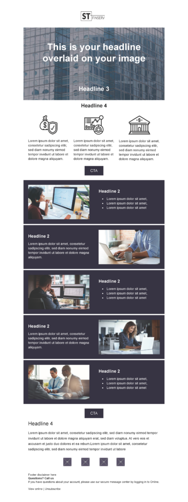 Email Digest 2 email template for a highly regulated company for Marketo