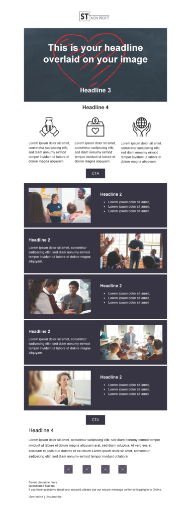 Email Digest 2 email template for a Non-Profit for Marketo