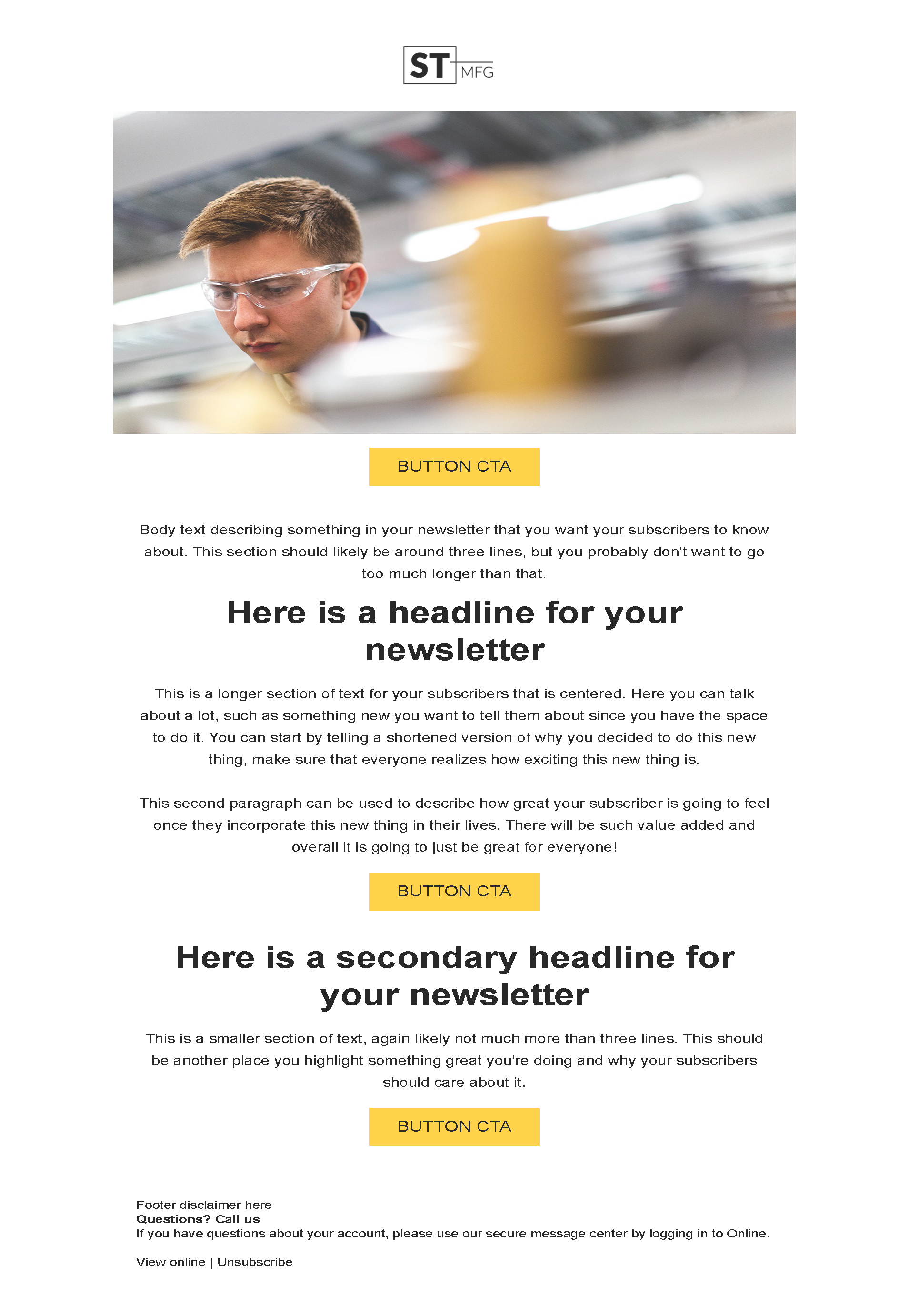 Newsletter email template 2 for manufacturing companies