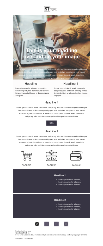 Newsletter 3 email template for a Retail company for Marketo