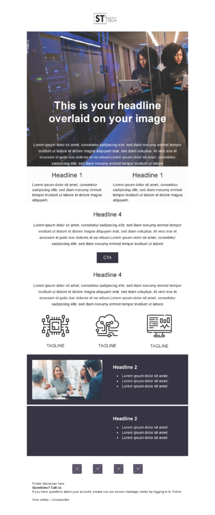 Newsletter 3 email template for a Technology company for Marketo