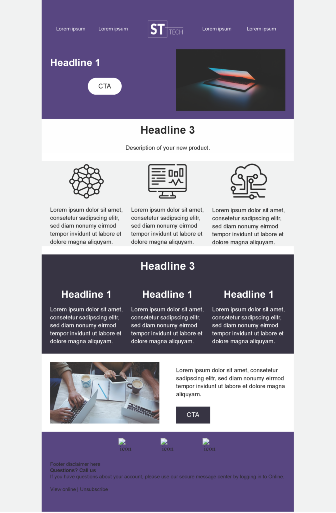 Product Update 3 email template for technology companies for Marketo
