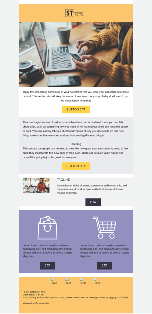 Retention/Reactivation email template 2 for a retail company for Pardot