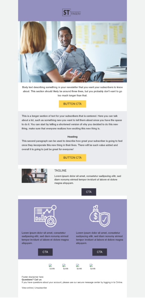 Retention/Reactivation email template 2 for a highly regulated company for Pardot