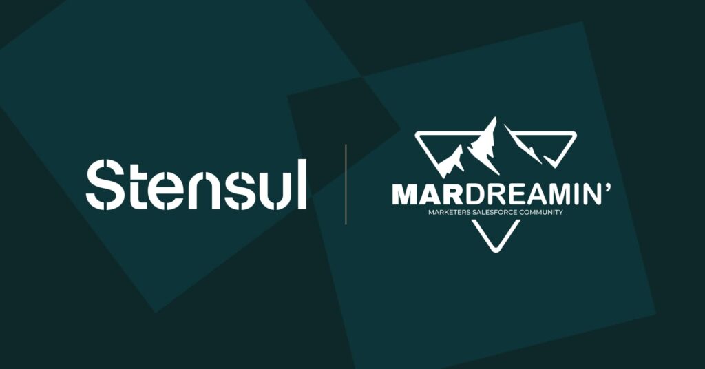 Stensul and Mardreamin logos on background of geometric shapes