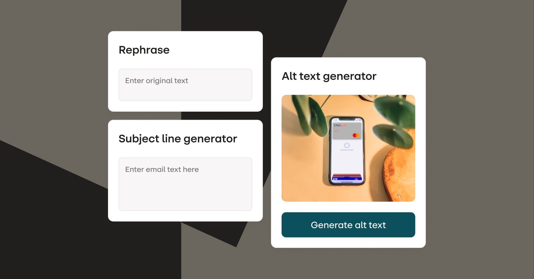 Stensul UI showing various AI features