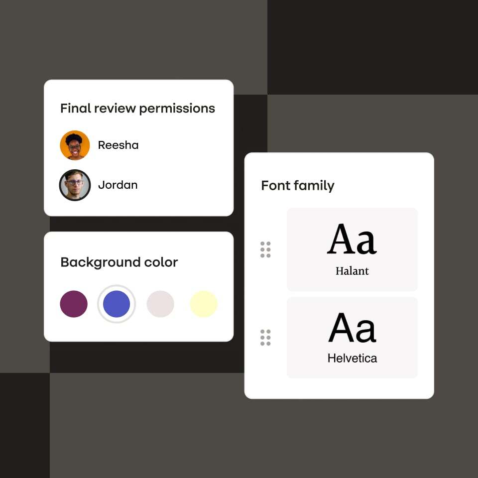 Stensul UI showing fonts and colors
