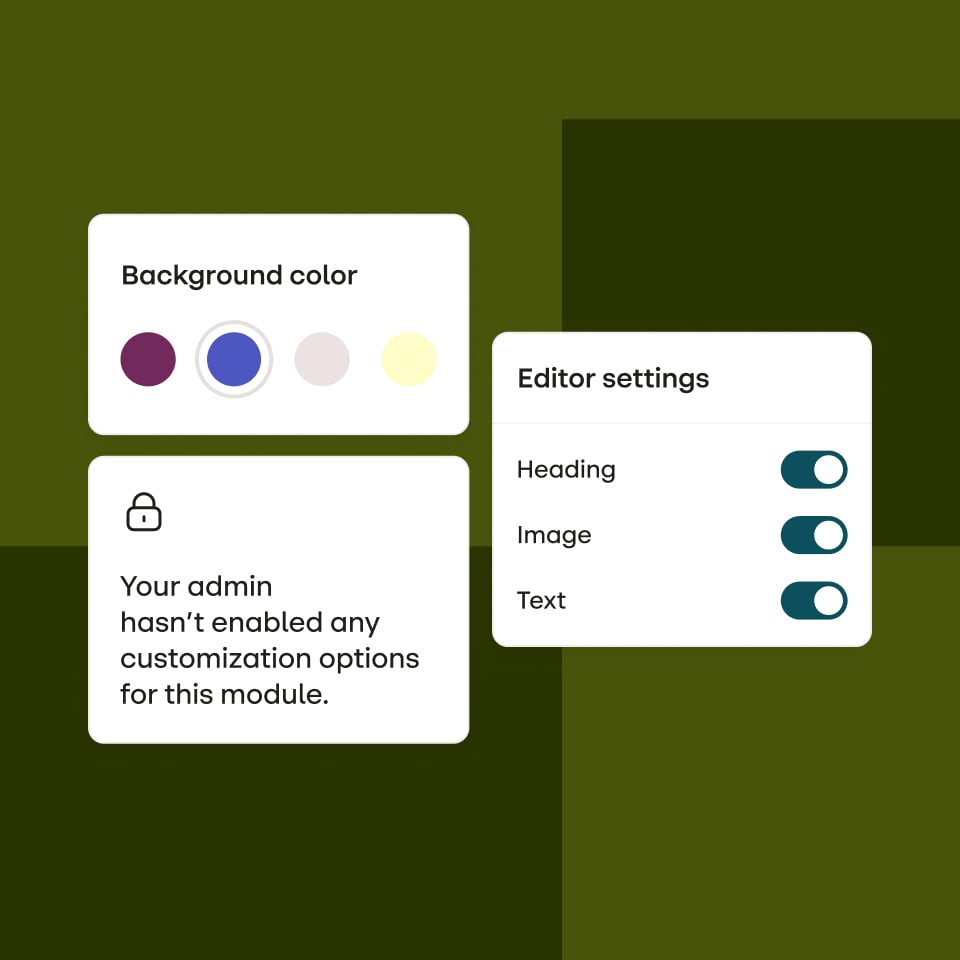 Stensul user interface show colors and settings