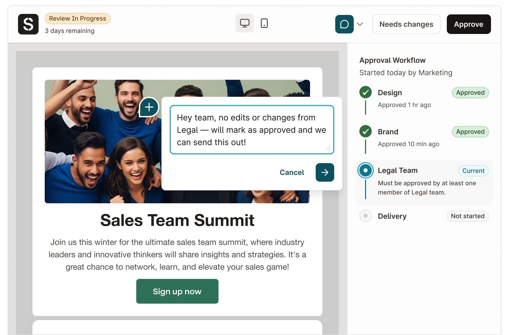 Stensul email builder interface