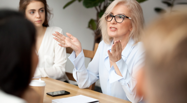 Woman discussing MAP migration to team