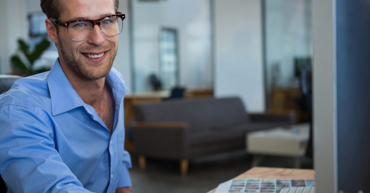 person at a computer monitor