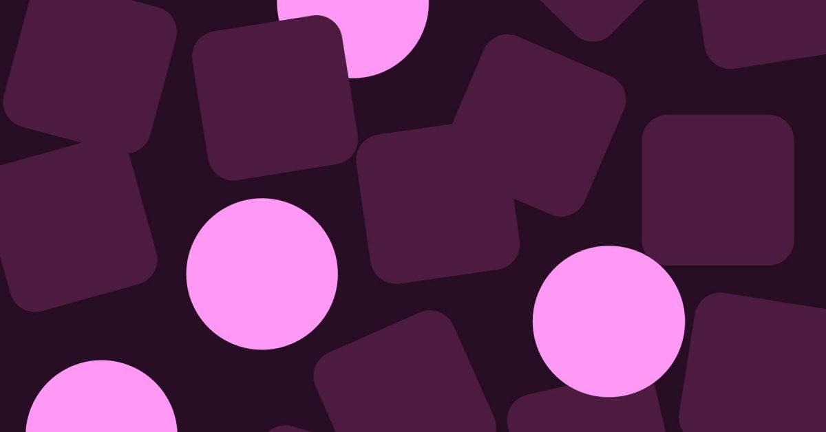 Jumble of squares and a few circles called out in a bright color