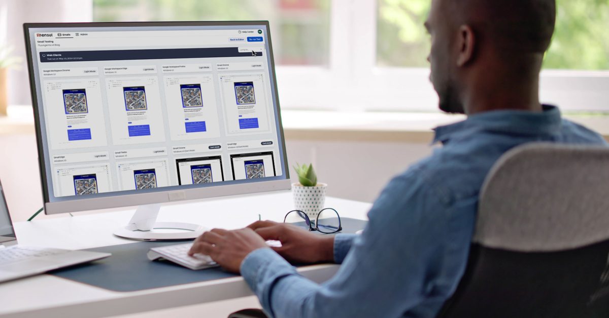 Man using the Stensul Email Testing capability from his computer