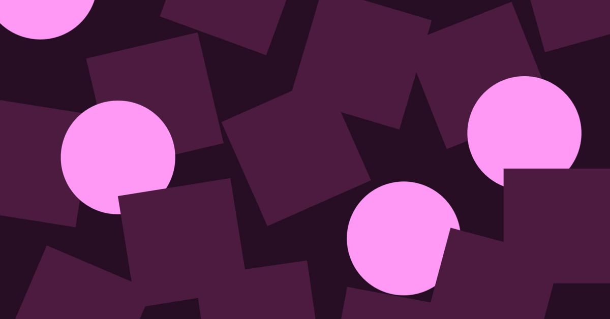 Jumble of squares and a few circles called out in a bright color